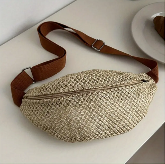 Sac banane en paille tressée – Style décontracté et naturel
