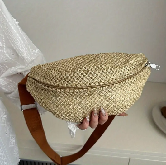 Sac banane en paille tressée – Style décontracté et naturel